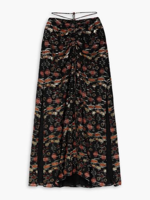 Altuzarra Safia ruched metallic fil coupé silk-blend crepe maxi skirt