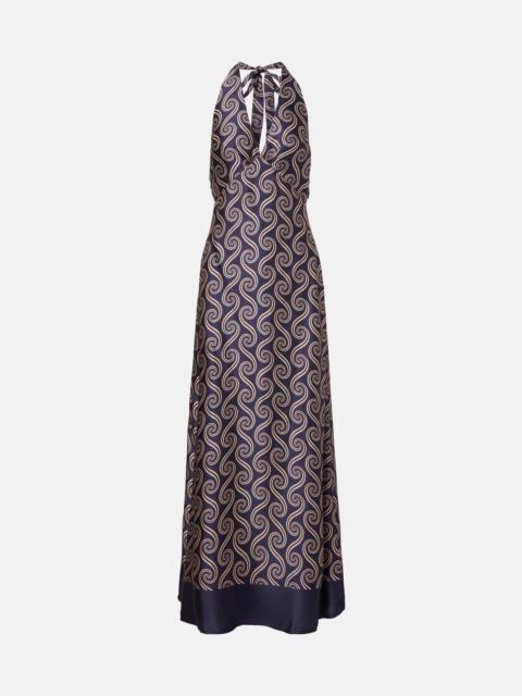 FAITHFULL Elidia printed open-back satin maxi dress