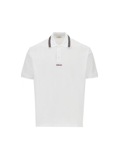 VERSACE Versace Cotton Polo Shirt with Greca Motif White
