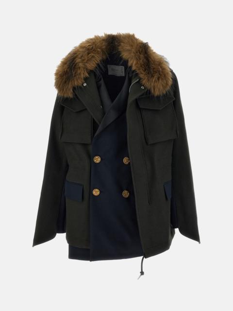 sacai Sacai Women Wool Melton X Suiting Jacket