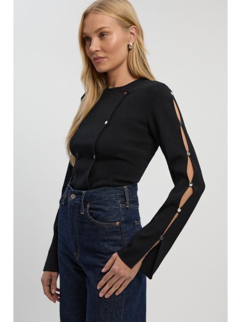 KAREN MILLEN Viscose Blend Stud Detail Long Sleeve Knit Top