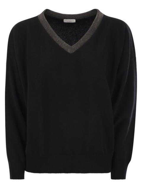 Brunello Cucinelli Brunello Cucinelli Women Cashmere Sweater With Precious Ribbed Neckline