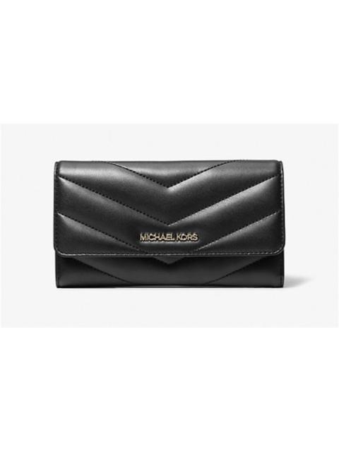 Other Designers Michael Kors Jet Set Travel Large Quilted Tri-Fold Wallet Black NWT
