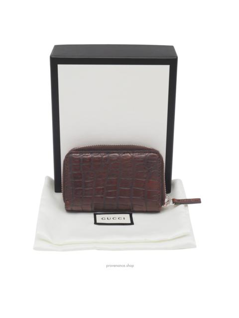 GUCCI Gucci Compact Zip Wallet - Chocolate Crocodile Leather