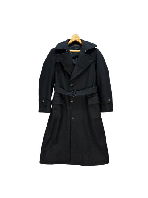 Other Designers SCYE - SYCE Double Collar Black Wool Belted Long Coat #A41-0937