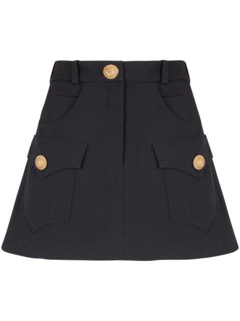 Balmain Buttoned Wool Mini Skirt