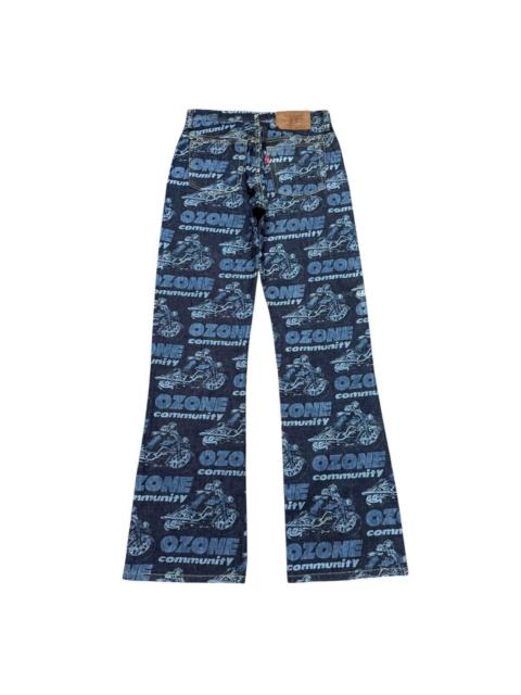 Hysteric Glamour OZONE COMMUNITY Motorcycle Print Denim Flare Jeans