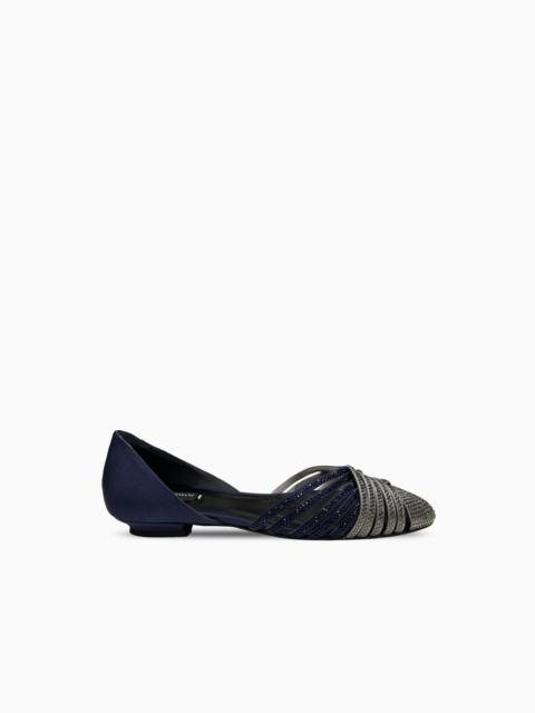 GIORGIO ARMANI SATIN AND RHINESTONE BALLERINAS