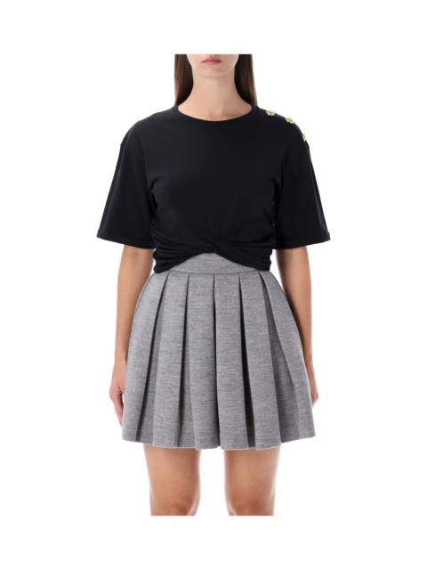 Balmain Balmain Black Knotted Cropped Cotton T-shirt