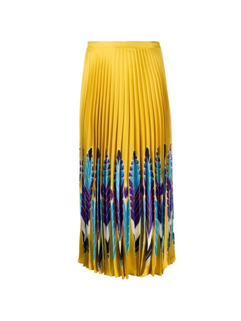 Valentino Valentino Garavani Feather Print Pleated Midi Skirt