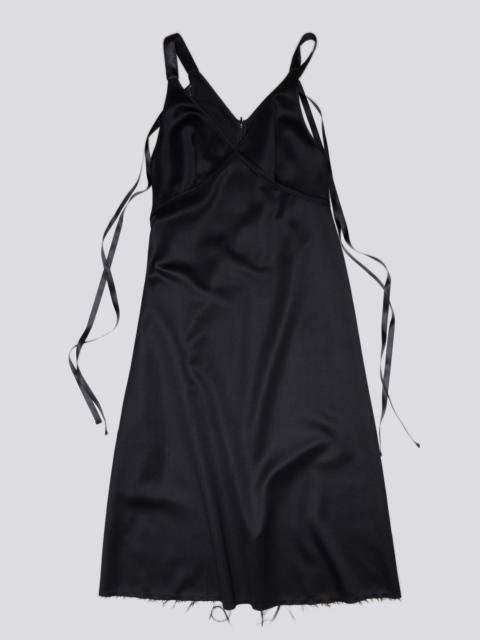 R13 TAPE TIE GRUNGE SLIP - BLACK AND SATIN