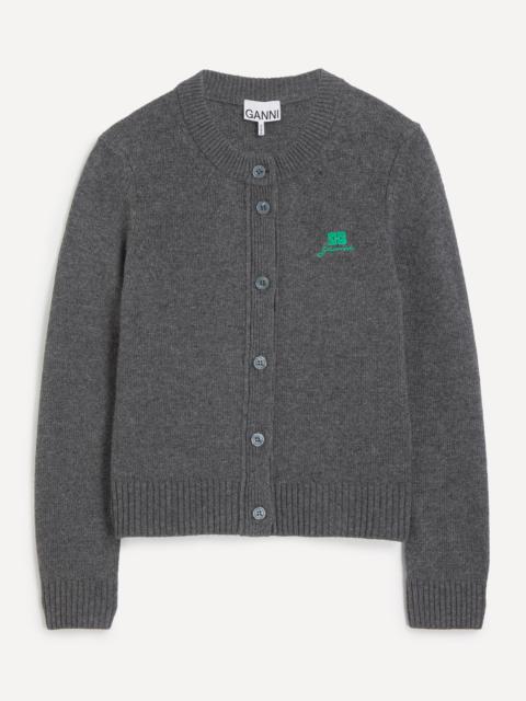GANNI Grey Wool-Mix Cardigan
