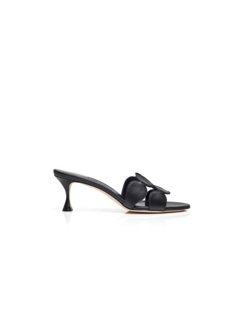 Manolo Blahnik Black Nappa Leather Mules