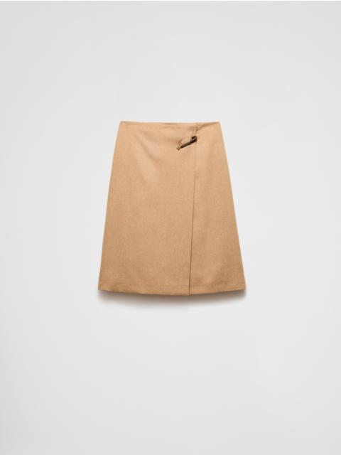 Camel-hair midi-skirt