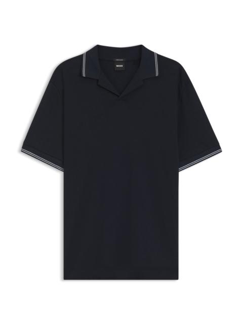 BOSS JOHNNY-COLLAR POLO SHIRT IN COTTON AND LINEN