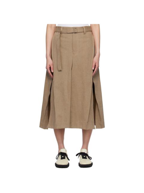 sacai Beige Mix Denim Midi Skirt