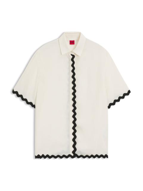 HUGO RELAXED-FIT BLOUSE WITH CONTRAST ZIGZAG TAPE