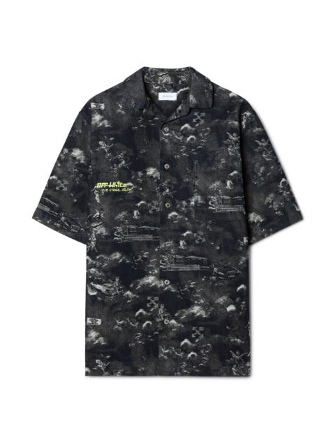 Off-White Blue Jacquard Fresco Bowling Shirt