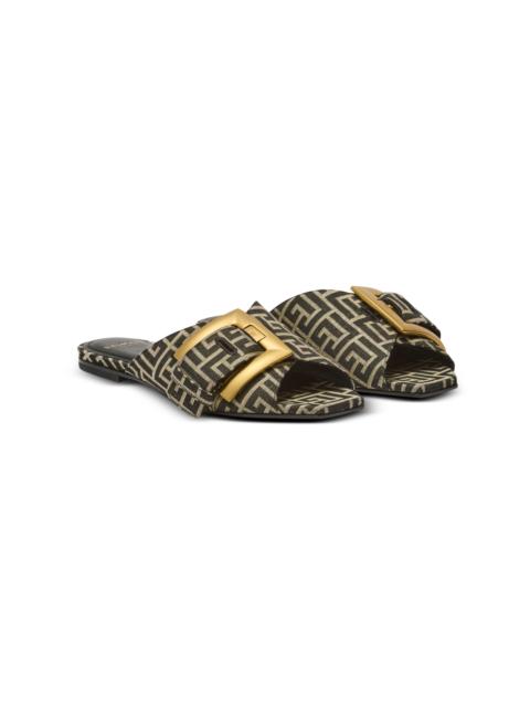 Balmain Balmain Flat monogram jacquard Anthem sandals in Black at Nordstrom
