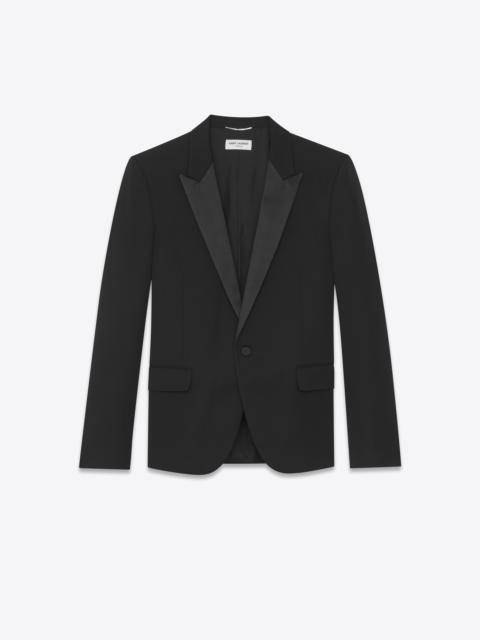 SAINT LAURENT peaked lapel tuxedo jacket in grain de poudre saint laurent