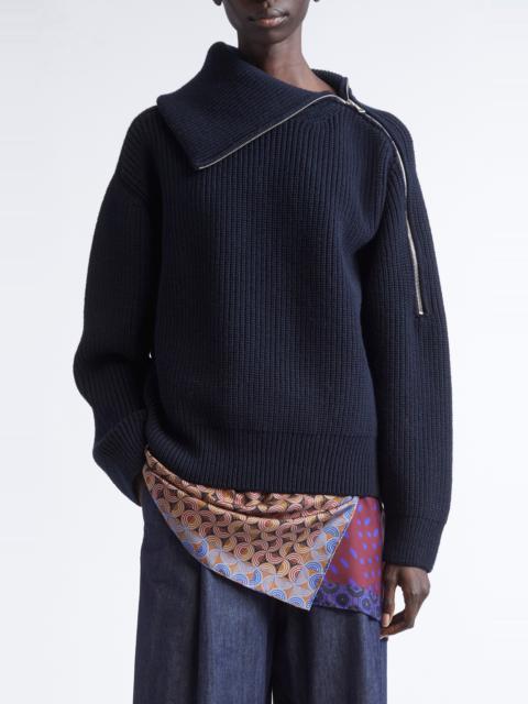 Dries Van Noten Dries Van Noten Talim Wool Half Zip Turtleneck Sweater in Black at Nordstrom