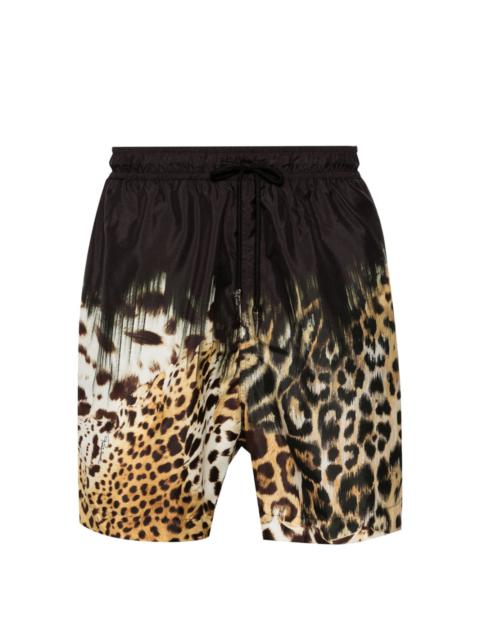 Roberto Cavalli Tiger Tooth-detailed leopard-print swim shorts