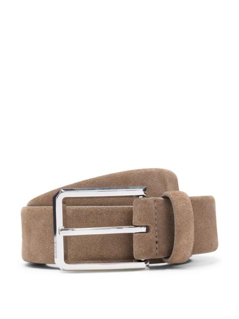 BOSS SUEDE BELT WITH POLISHED PIN BUCKLE