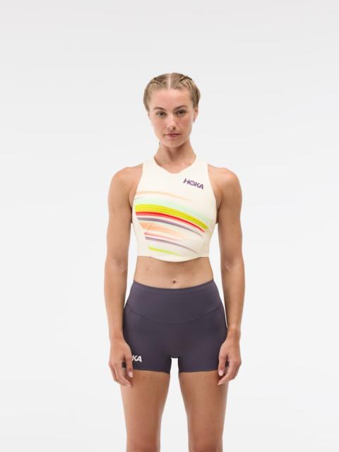 HOKA Women's Race Day Crop Bra in Alabaster Flare
