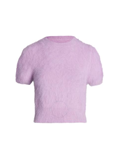 Maison Margiela Maison Margiela Ladies Acid Lavender Short-Sleeve Knitted Crop Top