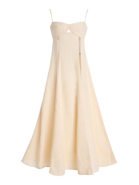 Johanna Ortiz Catamaran Ventures Linen Dress ivory
