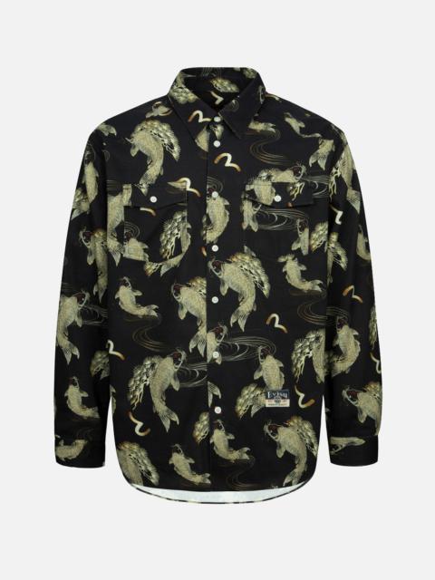 EVISU ALLOVER CARP AND SEAGULL PRINT OVERSIZED SHIRT
