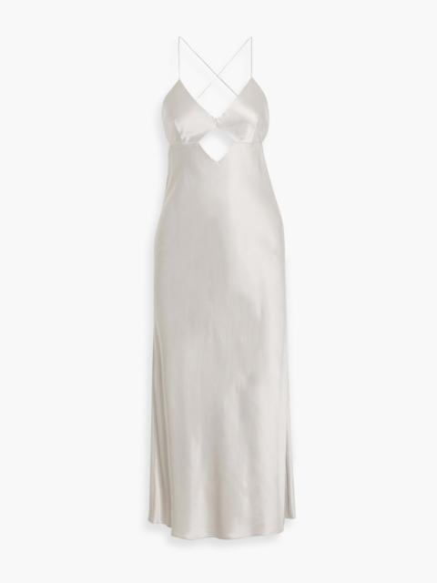 Other Designers Cutout silk-satin midi dress