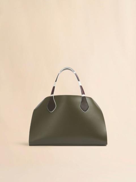 Marni GREEN LEATHER OVERLAP MEDIUM HANDBAG