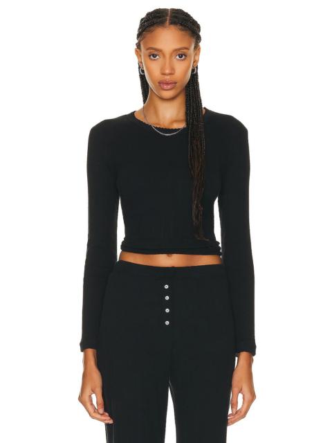 LESET Pointelle Slim Fit Long Sleeve Top