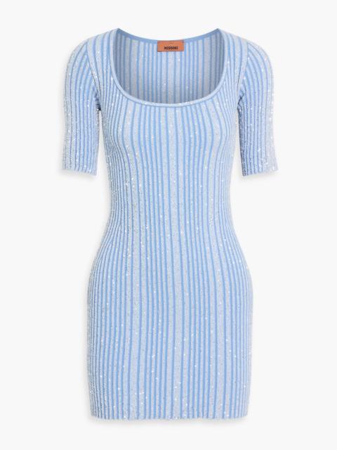 Missoni Sequin-embellished ribbed-knit mini dress