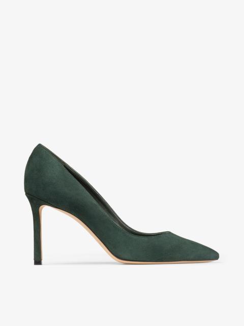 JIMMY CHOO Romy 85
British Green Tonal Suede Pumps