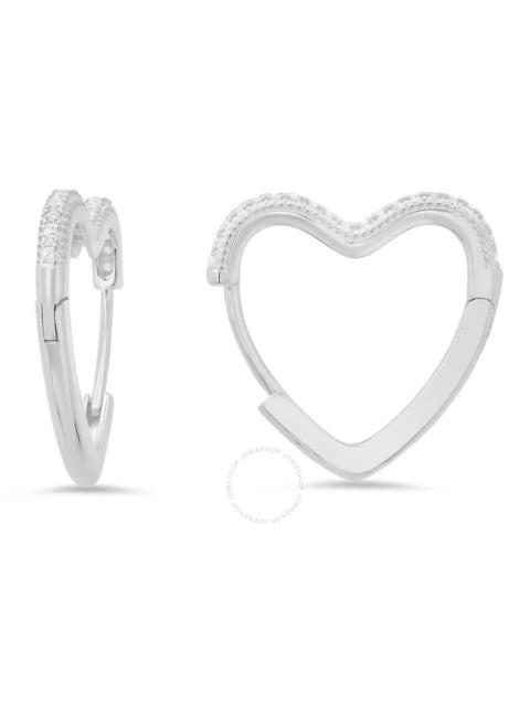 Kylie Harper - Kylie Harper Sterling Silver 20mm Heart Shaped Pave CZ Hoop Earrings