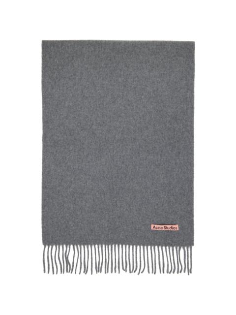 Acne Studios Gray Fringe Wool Narrow Scarf