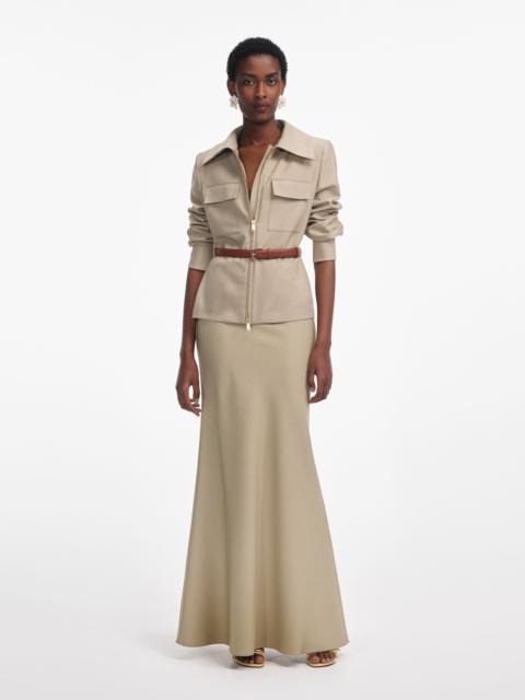 self-portrait Beige Twill Maxi Dress