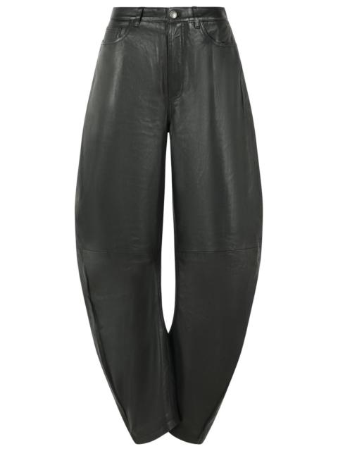ROTATE Rotate Barrel Pants In Black Leather Women