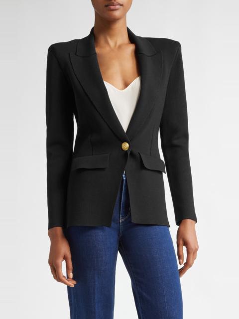 L'AGENCE L'AGENCE Chamberlain Knit Blazer in Black/Gold at Nordstrom