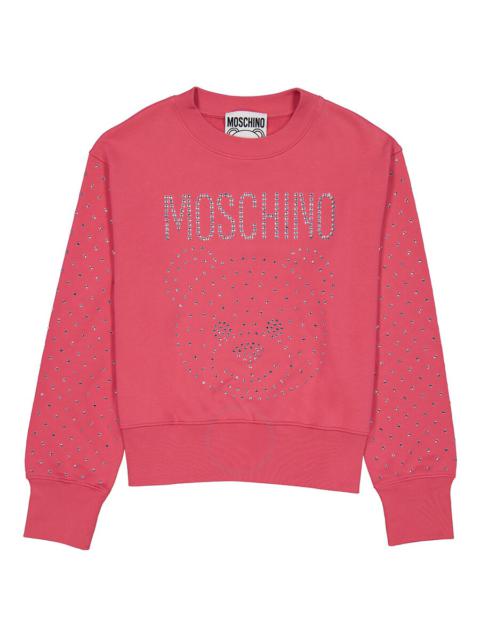 Moschino Moschino Ladies Fantasy Print Fucsia Crystal Teddy Bear Organic Cotton Sweatshirt