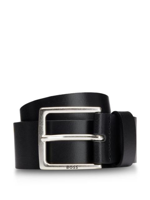 BOSS ITALIAN-LEATHER BELT WITH ANTIQUE-EFFECT HARDWARE