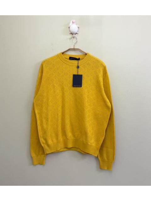 Louis Vuitton LOUIS VUITTON LV latest yellow openwork sweater with all-over logo pattern.