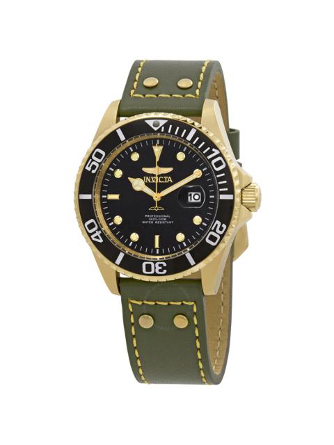Other Designers Invicta Pro Diver Black Dial Green Leather Men's Watch 22075