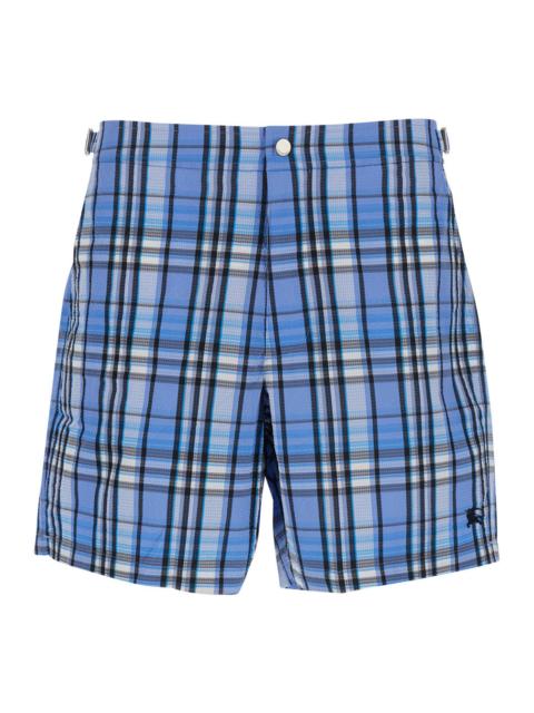 Burberry Burberry Men Light Blue Swim Shorts With Striped Motif And Logo On The Front In Tech Fabric For Men