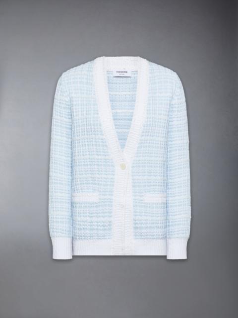Thom Browne TUCK STITCH TWEED ELONGATED V-NECK CARDIGAN