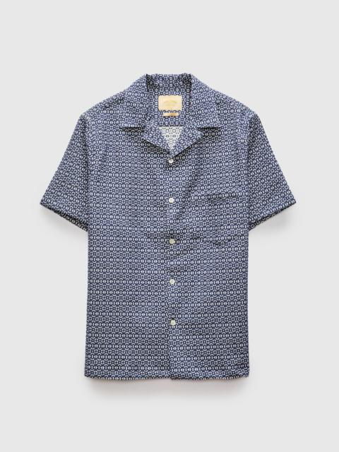 Portuguese Flannel Abstract Tile Shirt in Blue