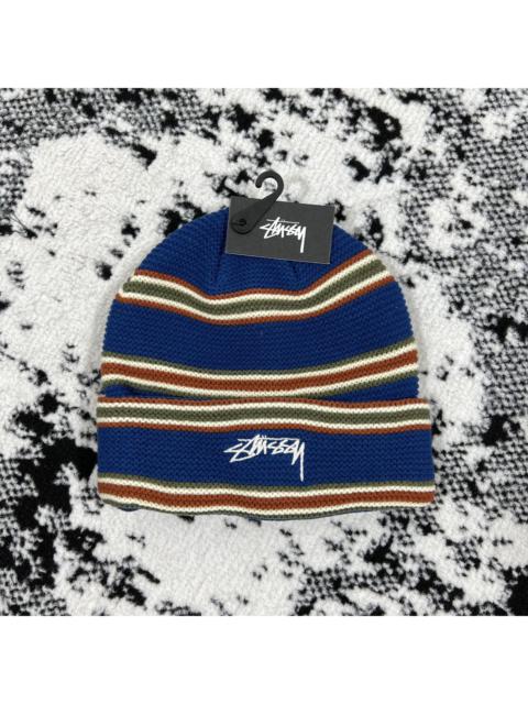 STUSSY TRIPLE STRIPE CUFF BEANIE HAT - BLUE - OS