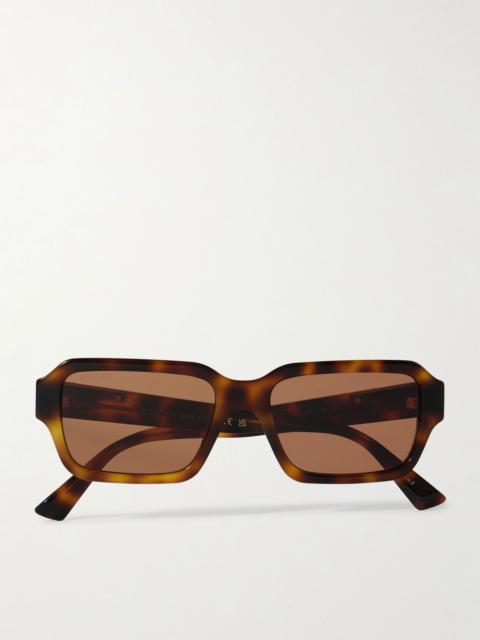 GUCCI Rectangular-Frame Tortoiseshell Recycled-Acetate and Enamelled Gold-Tone Sunglasses Tortoiseshell
